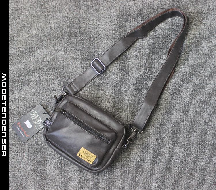 Kære petroleum Leonardoda crossbody taske herre mini skuldertaske mode ungdoms læder sort