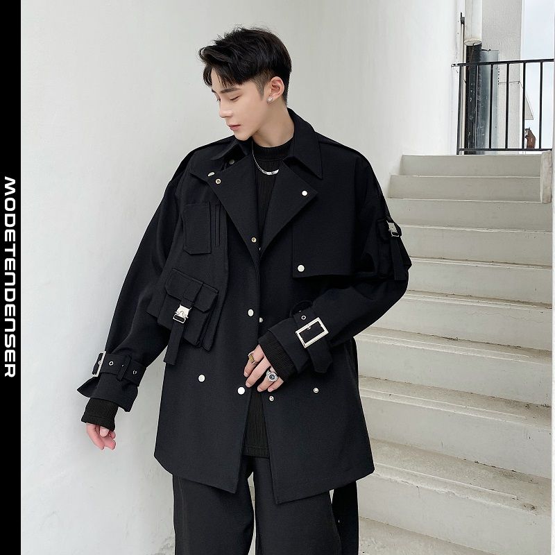 I mængde Fritid Viewer efterår og vinter mænds trenchcoat designer lang frakke sort