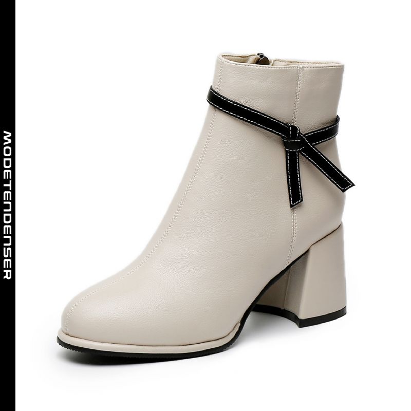 Konklusion Lege med Vænne sig til fashion kvinders ankelstøvler tyk hæl efterår og vinter korte match støvler  beige