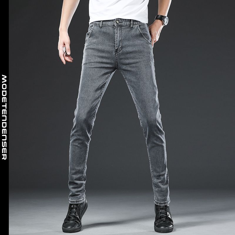 slim jeans til mænd, fashion slim stretch jeans mænds lange grå