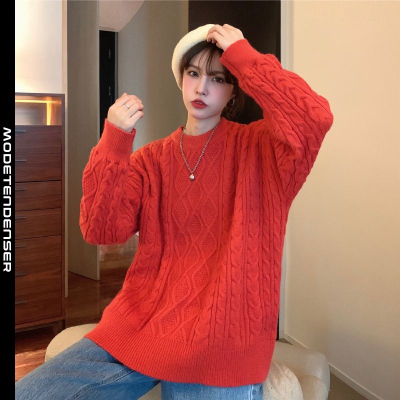 kvinders sweater ny vintertyk dametrøje ydre strik rød