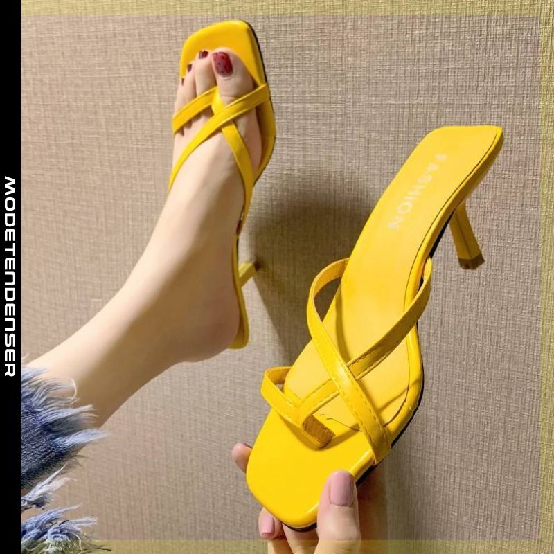 ydre slid sommer flip flops stiletto højhælede sandaler uden hæle. gul